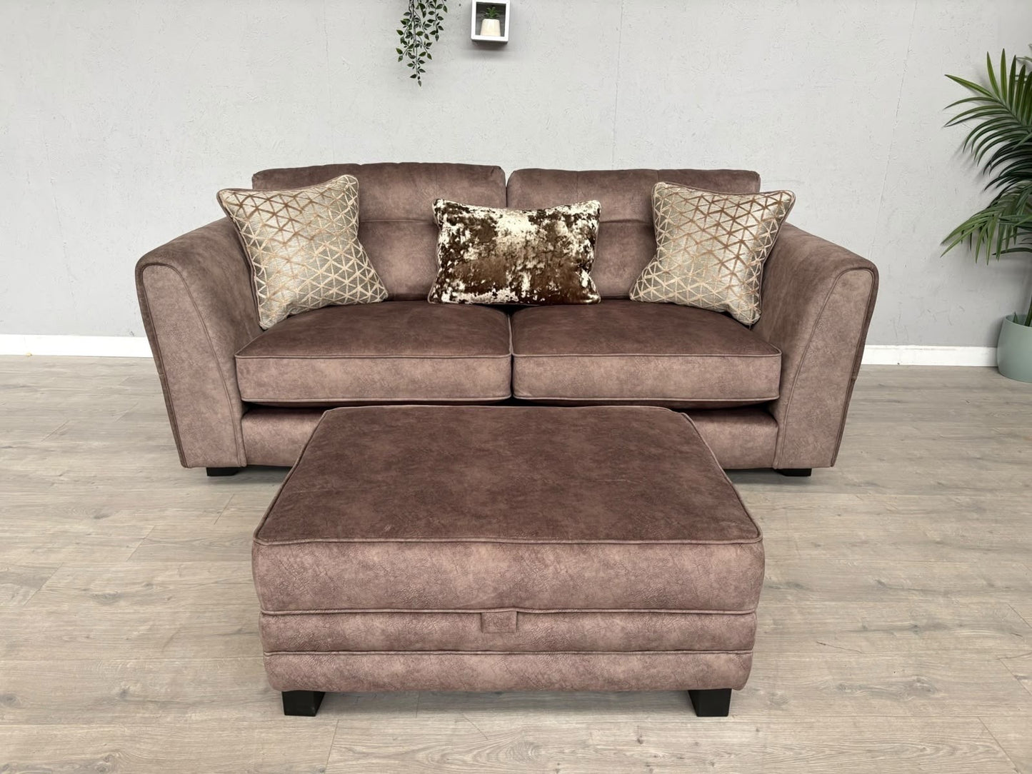 F.V MARIAH 3 Seater Fabric Classic Back Sofa + Storage Footstool - RRP £2590