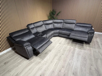 DFS Trek Style Fabric 2 Corner 2 Power Recliner Sofa + Console - RRP £2,499