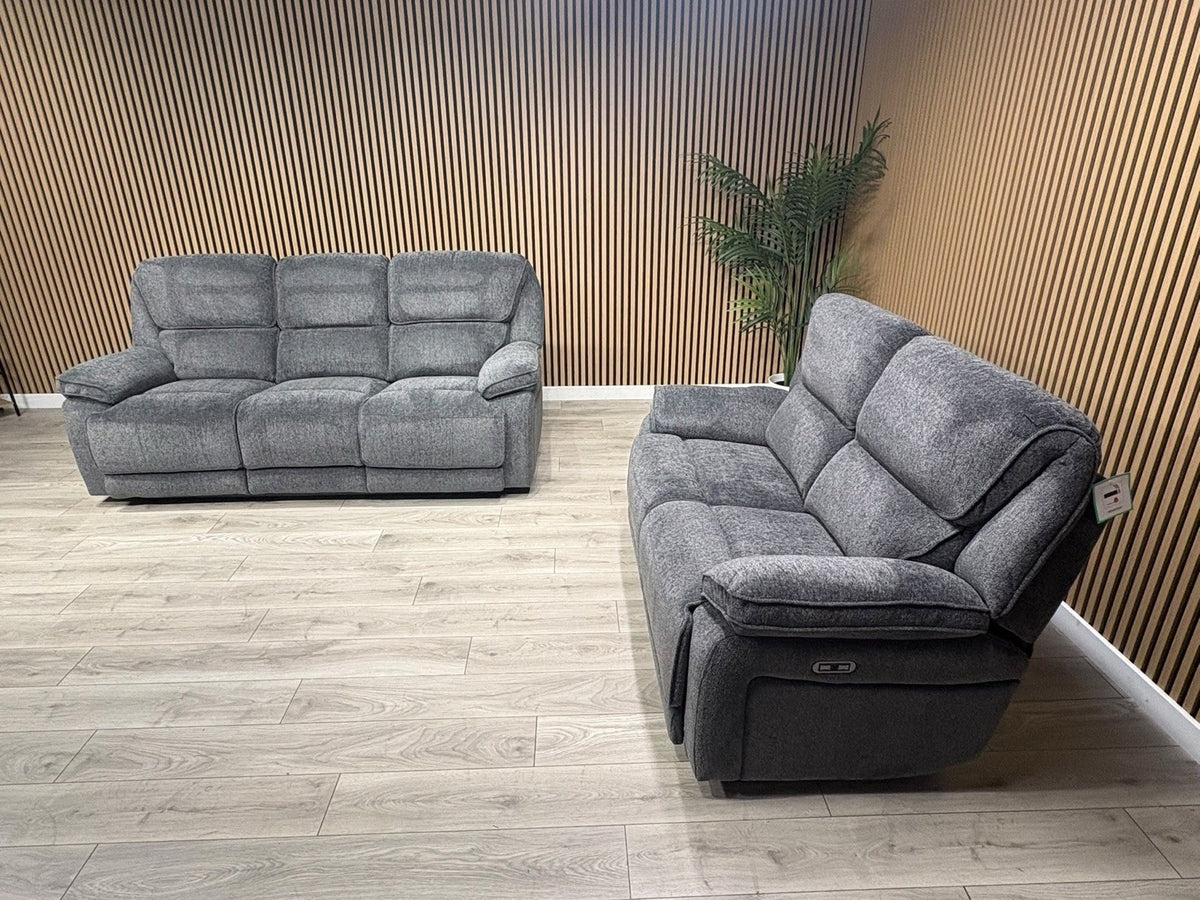 ORLANDO Fabric 3 Seater + 2 Seater Power Recliner Sofa Set - RRP £3398