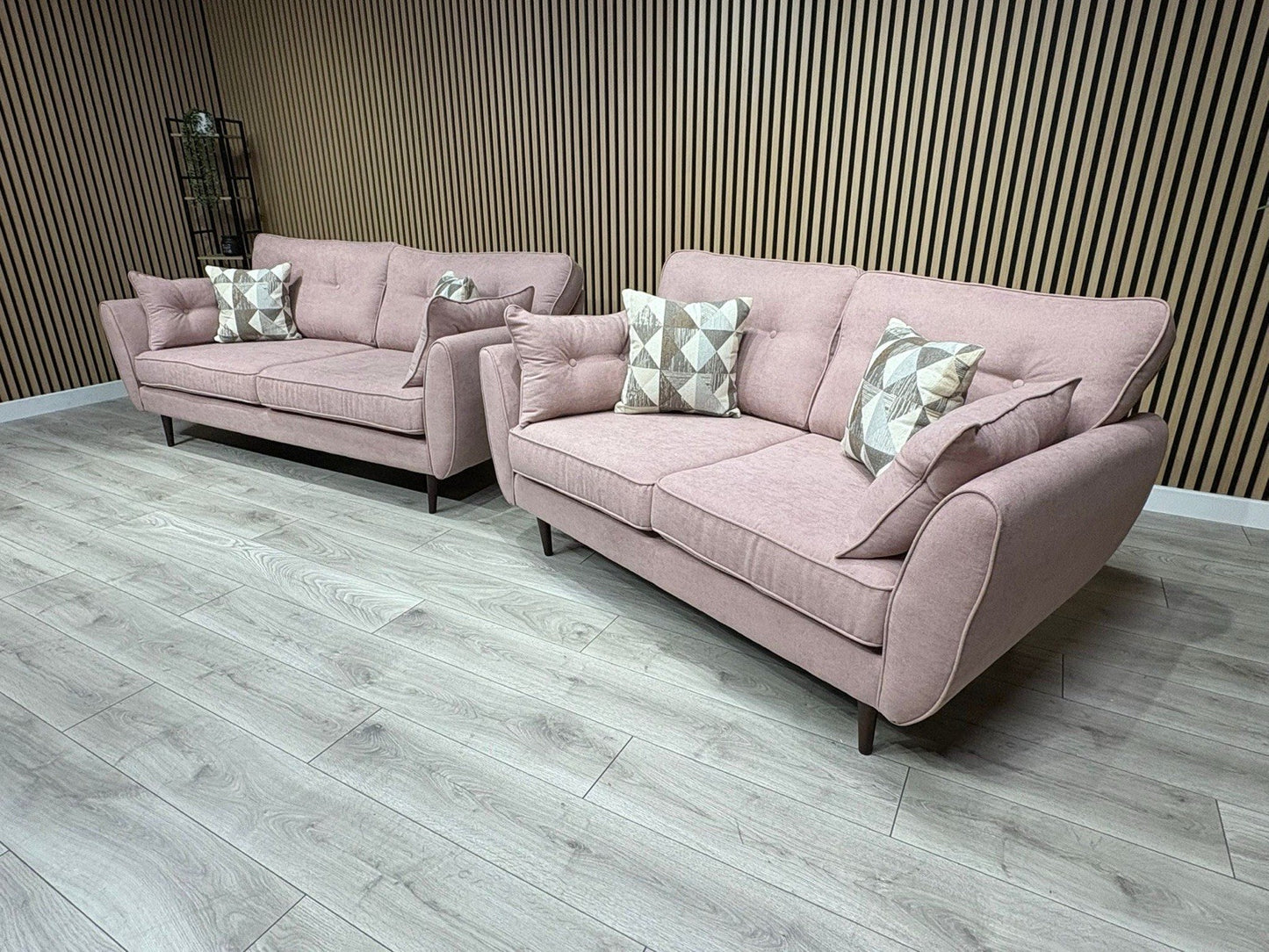 DFS - Zinc 3 & 2 Fabric Seater Sofa Set RRP £1799 Pink