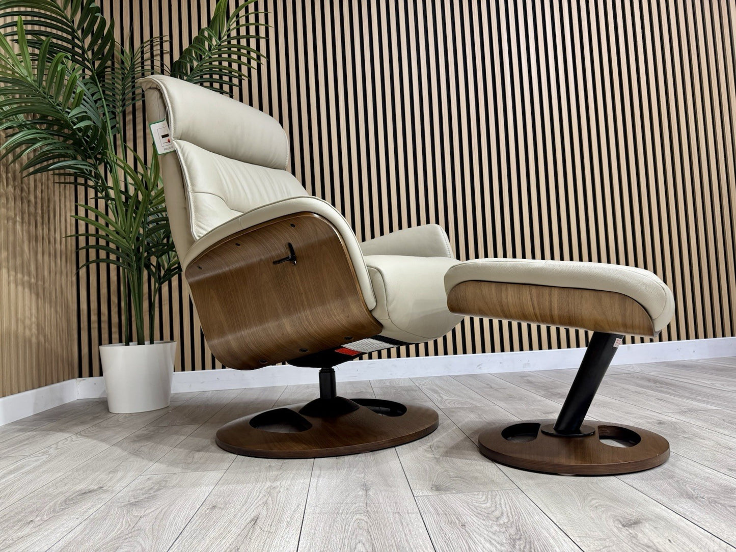 Furniture Village Tallinn Leather Swivel Chair and Footstool - RRP £1395