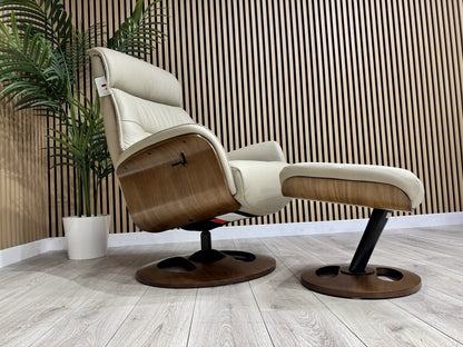 Furniture Village Tallinn Leather Swivel Chair and Footstool - RRP £1395
