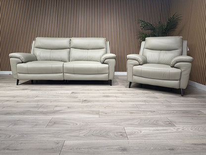 Furniture Village PANACHE Style Leather 3 Seater + Chair Power Recliner Sofa Set