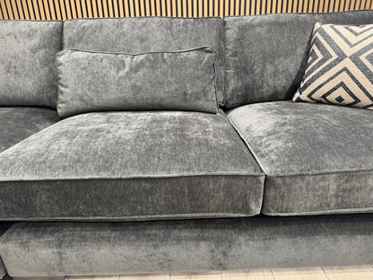 Sofology CAVALLI Style Fabric 3 Corner 3 Sofa + Footstool, Slate  - RRP £6,398