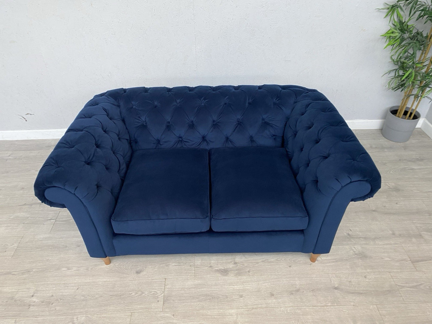 John Lewis - CROMWELL Chesterfield Fabric 2 Seater Sofa, Plush Navy - RRP £1,349