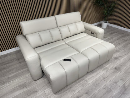 DALLAS Leather 3 Seater Double Power Chaise Sofa, Bluetooth Speakers - RRP £1999