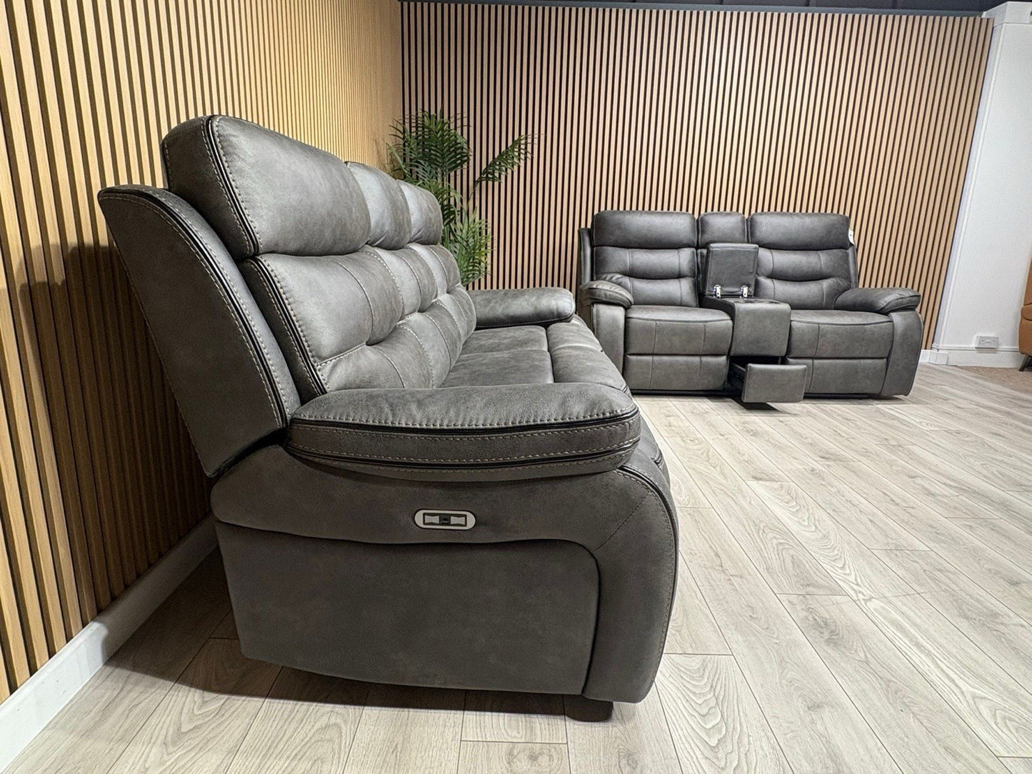 DFS Vinson Fabric 3+2 Seater Power Recliner Sofa Set + Console  - RRP £3899
