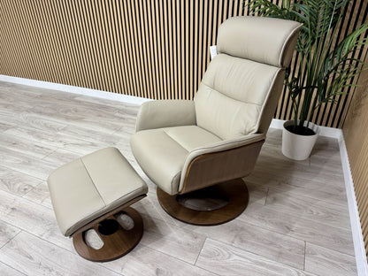 Furniture Village Tallinn Leather Swivel Chair and Footstool - RRP £1395