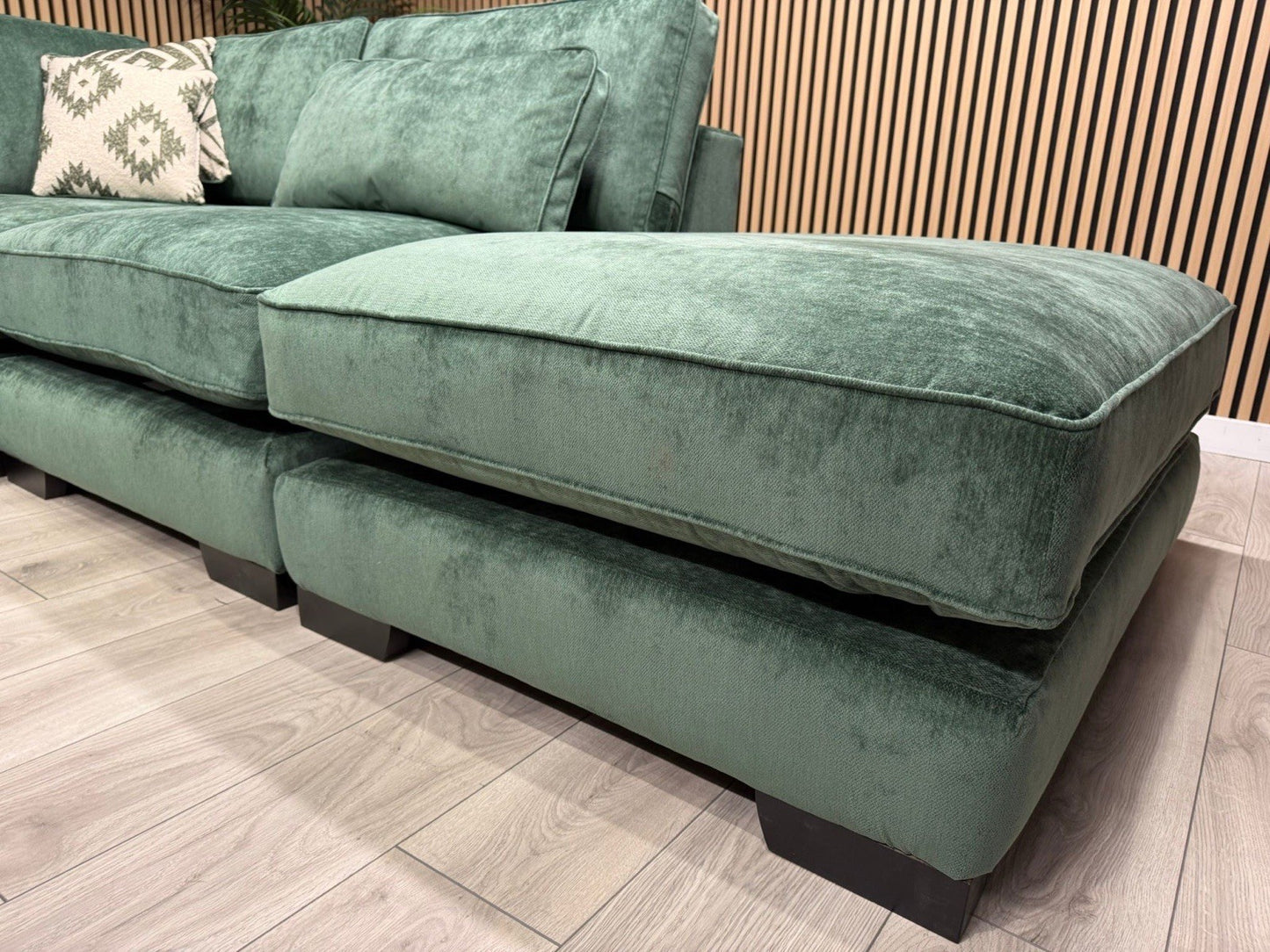 Sofology CAVALLI Style Fabric Open Chaise RHF Corner Sofa + Footstool - RRP £5398