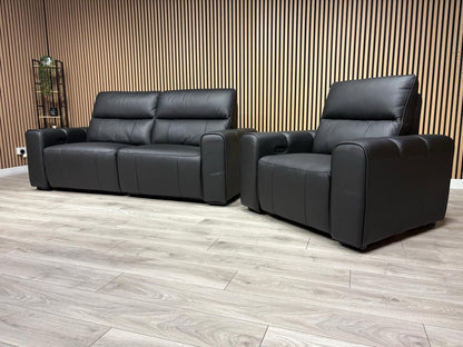 Bellagio Leather 3 Seater + Armchair Sofa Set, Power Recliners RRP: £3440