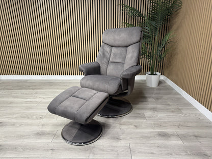 Relaxed Swivel Recliner Chair + Footstool RRP £899