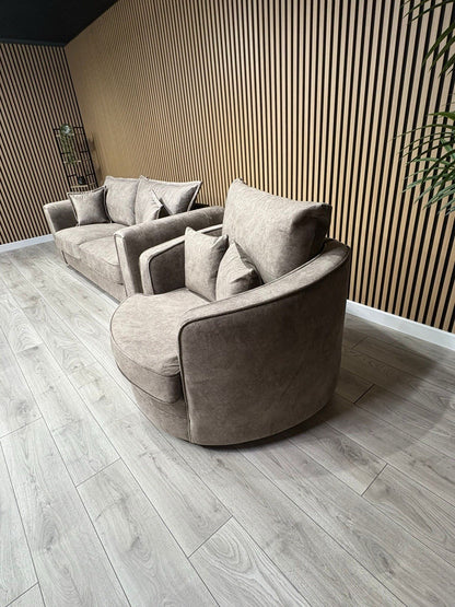 DFS - CHERISHED Style 3 Seater Sofa + Swivel Armchair, Formal Back - RRP £2,248