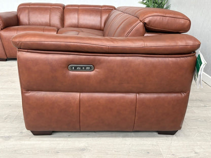 F.V Inca Leather Power Recliner Corner Sofa + Power Headrests - RRP £4095