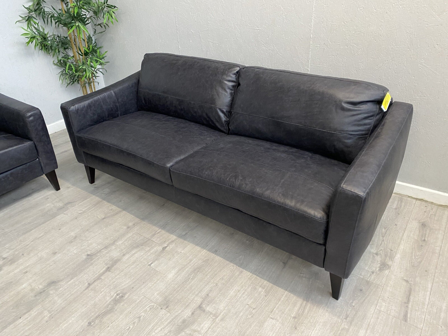 John Lewis BAILEY Style Leather 3 Seater + 2 Seater Sofa Set, Black - RRP £3,498