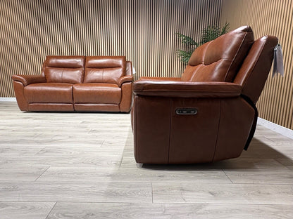 NAVONA 3 Seater + 2 Seater Leather Sofa Set, Power Recliners - RRP £3,498