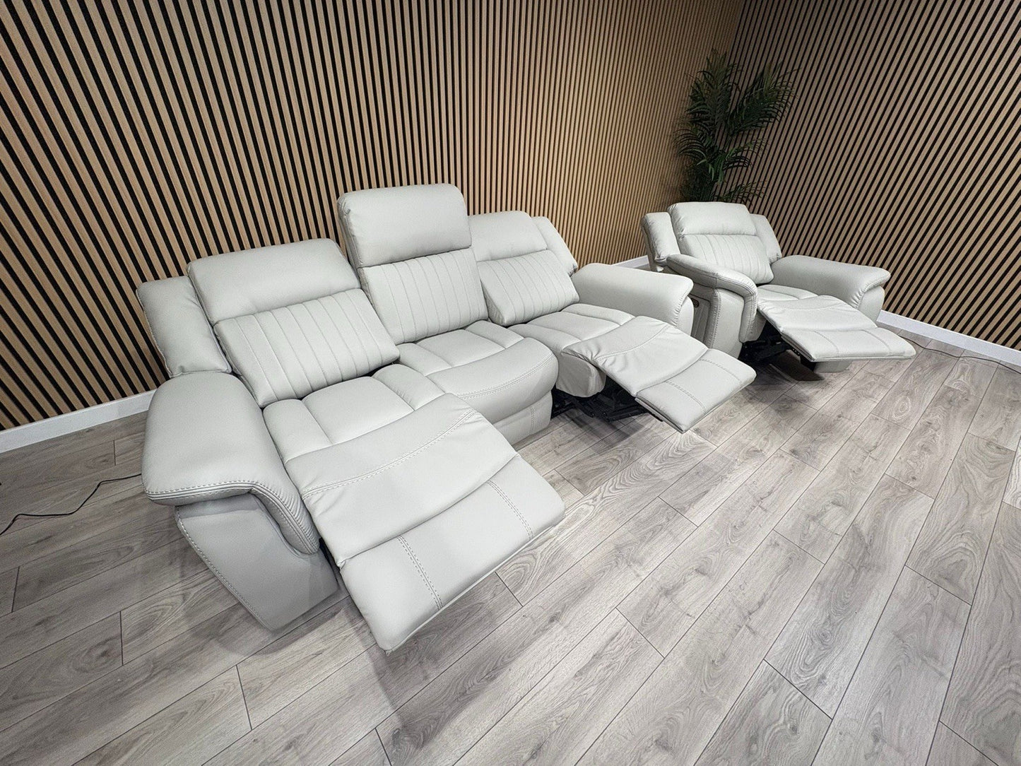 DOMINO Leather 3 Seater Sofa + Armchair Set, Power Recliners - RRP £2,795