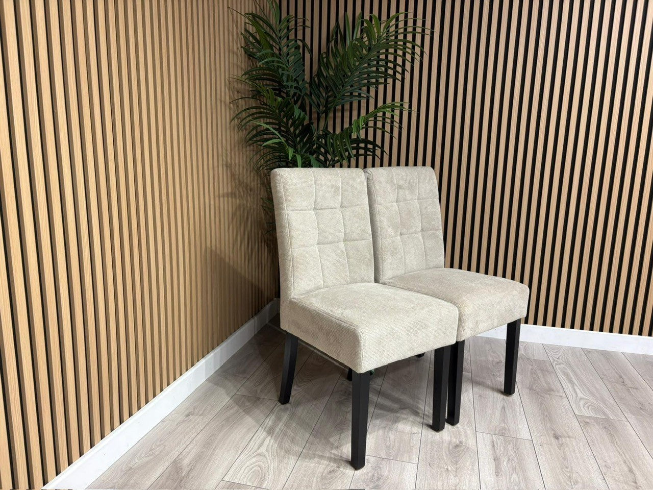 NEXT Sample - Flax Waffle Natural Fabric Dining Chairs