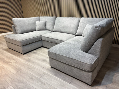 CARNABY Premium Fabric U Shaped Corner Chaise Sofa + Footstool - RRP £1,999
