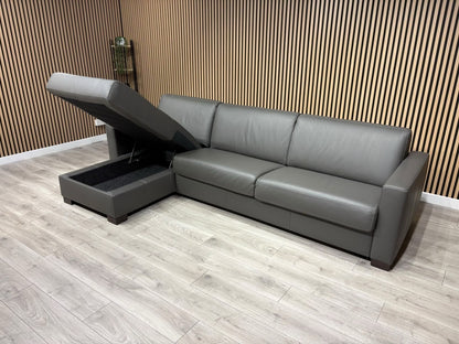 F.V Nicoletti Alcova 3 Seater Leather Sofa Bed with Storage Chaise RRP £4495