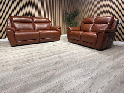 NAVONA 3 Seater + 2 Seater Leather Sofa Set, Power Recliners - RRP £3,498