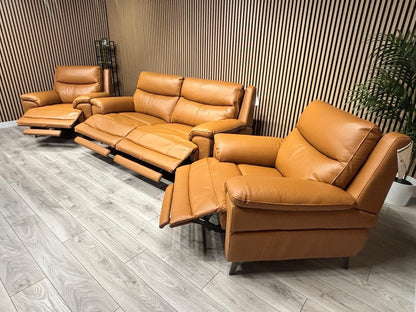 Furniture Village PANACHE Style Leather 3 Seater Sofa + 2 x Armchairs, Power