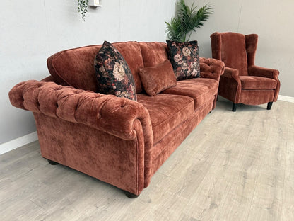 Victoria Fabric 4 Seater Sofa + Wingback Chair Set - RRP £3598