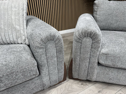 Charlie 4 Seater + Armchair Fabric Sofa Set, Grey - RRP £3098