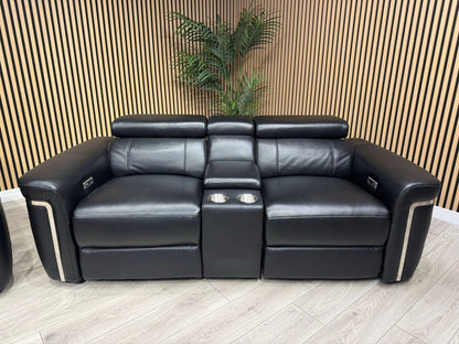 VENICE Leather 3 Seater + 2 Seater Console Power Recliner Sofa Set - RRP £4,598
