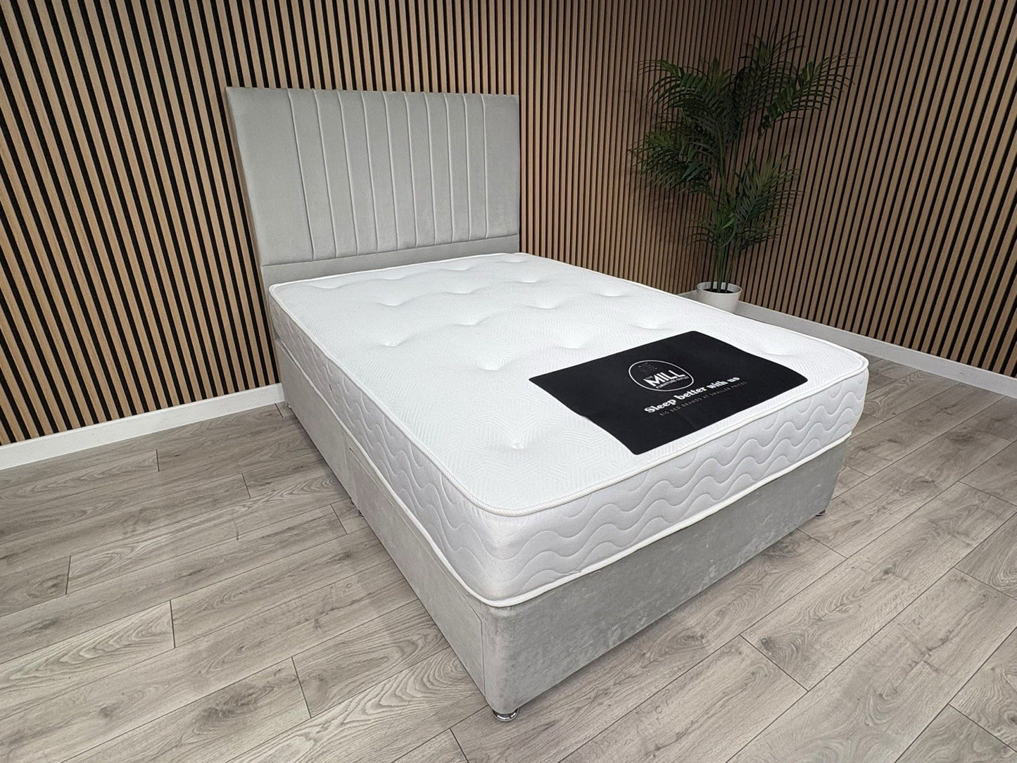 4ft6 Durham Bed Set, Inc Base + Headboard + Mattress (Storage Options Available)