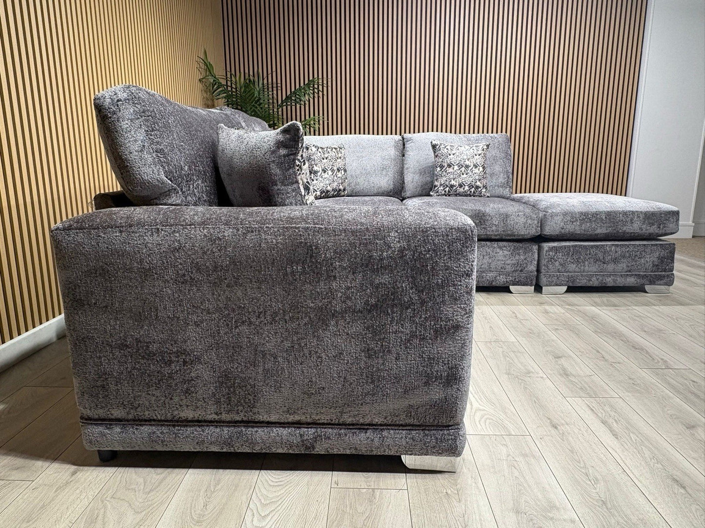 Deluxe Fabric Open End Chaise Corner Sofa + Footstool - RRP £2799