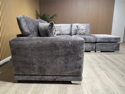 Deluxe Fabric Open End Chaise Corner Sofa + Footstool - RRP £2799