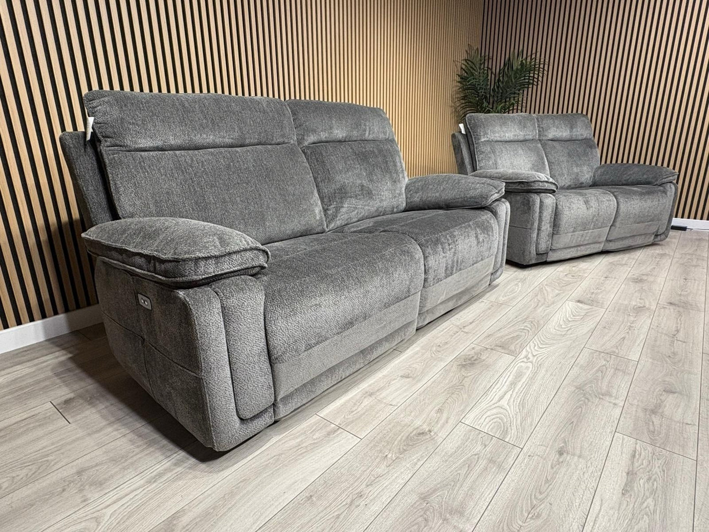 DFS Sample - Cadenza Style Fabric 3 + 2 Seater Power Sofa Set - RRP £2898