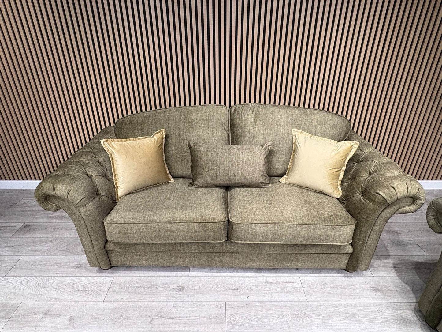 A&J Victoria Fabric 3 Seater Sofa + Love Chair + Footstool Set - RRP £4897
