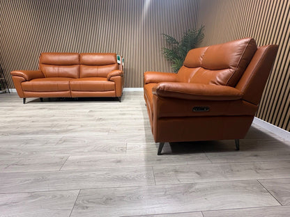 Furniture Village PANACHE Style Leather 3 + 2 Seater Power Recliner Sofa Set