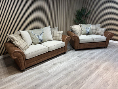 DARWIN Fabric Scatter Back 3 Seater + 2 Seater Sofa Set - RRP £2,598
