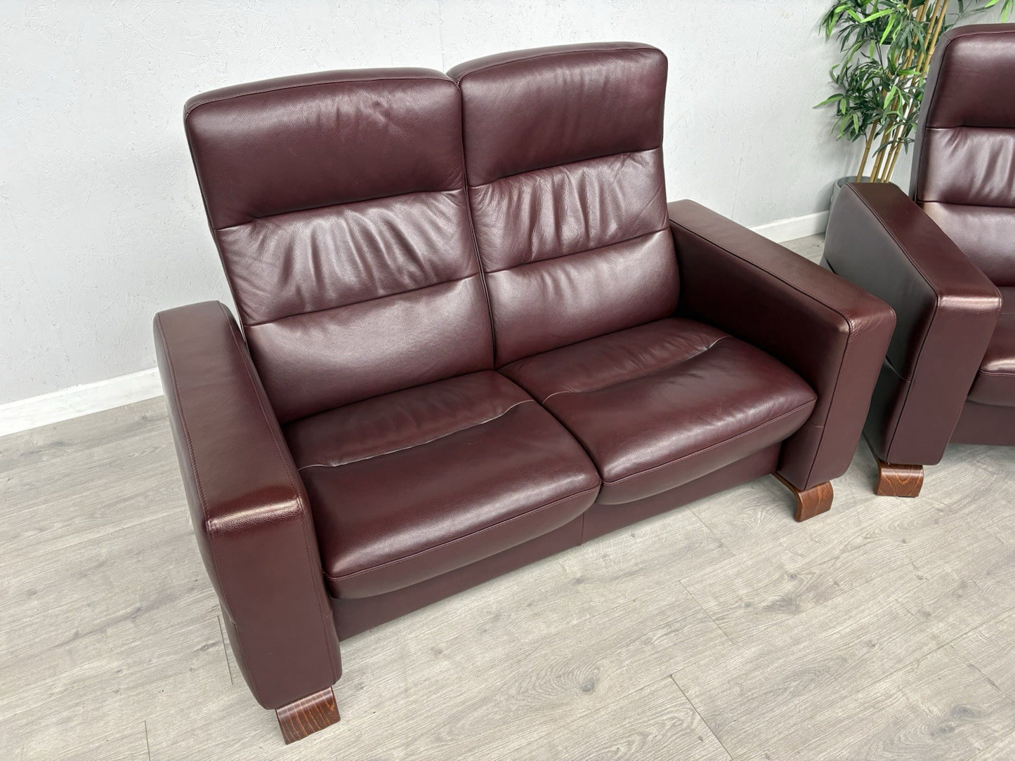 Stressless WAVE Leather High Back 2 Seater Sofa + Armchair  - RRP £4,998
