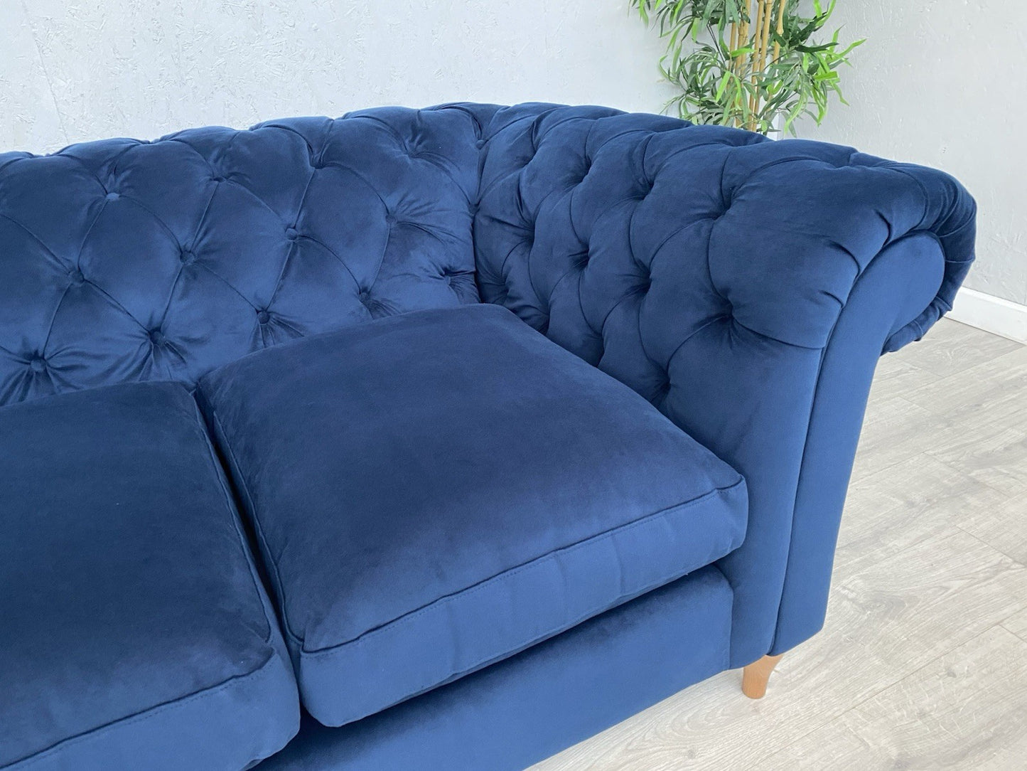 John Lewis - CROMWELL Chesterfield Fabric 2 Seater Sofa, Plush Navy - RRP £1,349