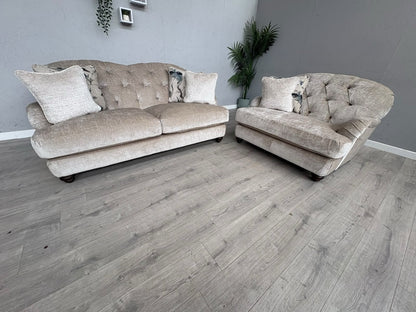 Alexander & James Fabric 3 Seater Button Back Sofa + Love Chair - RRP £3,298