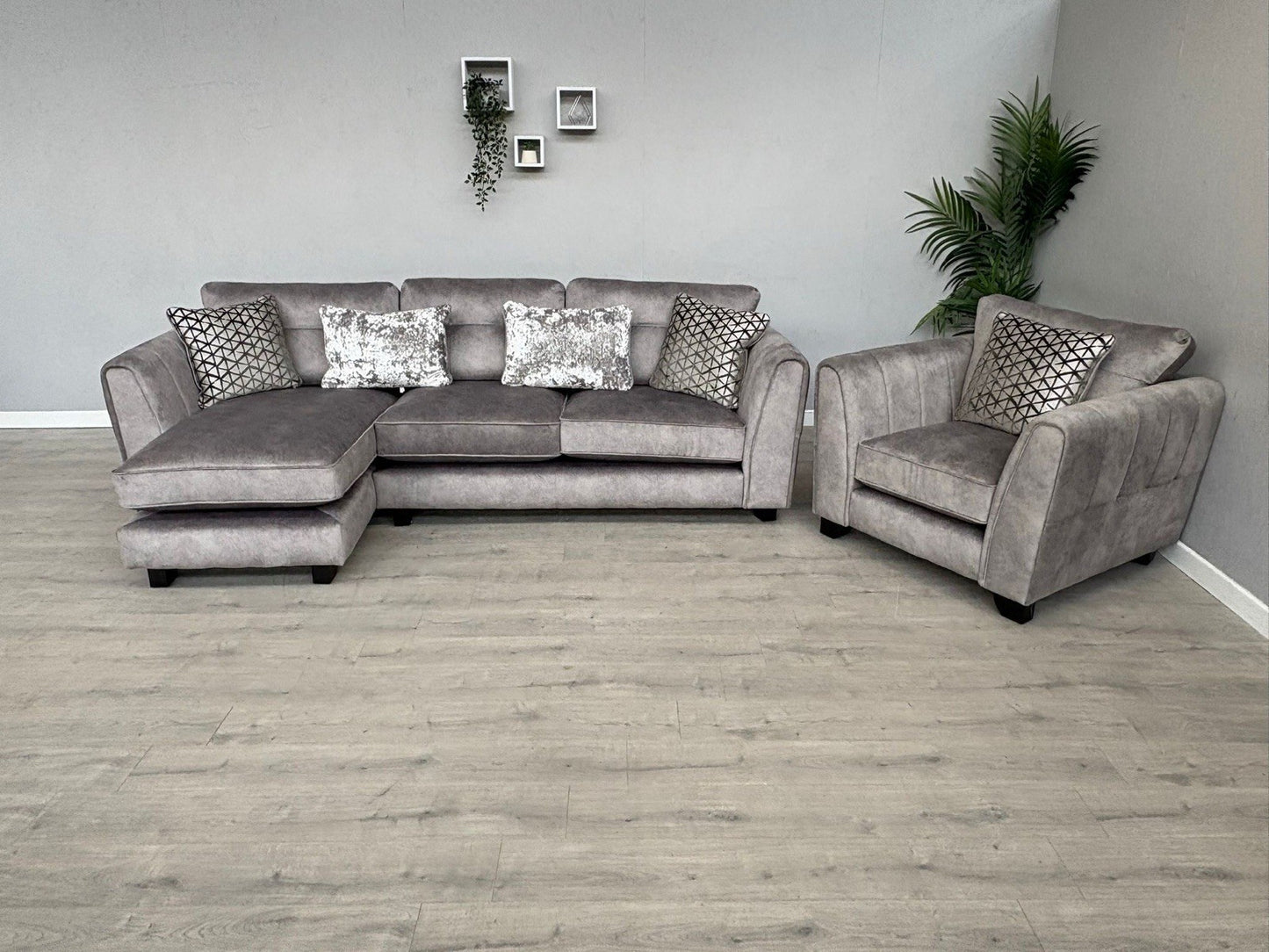 Furniture Village MARIAH Fabric LHF Chaise Corner Sofa + Armchair - RRP £4,140