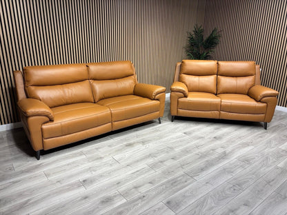 Furniture Village PANACHE Style Leather 3 + 2 Seater Power Recliner Sofa Set