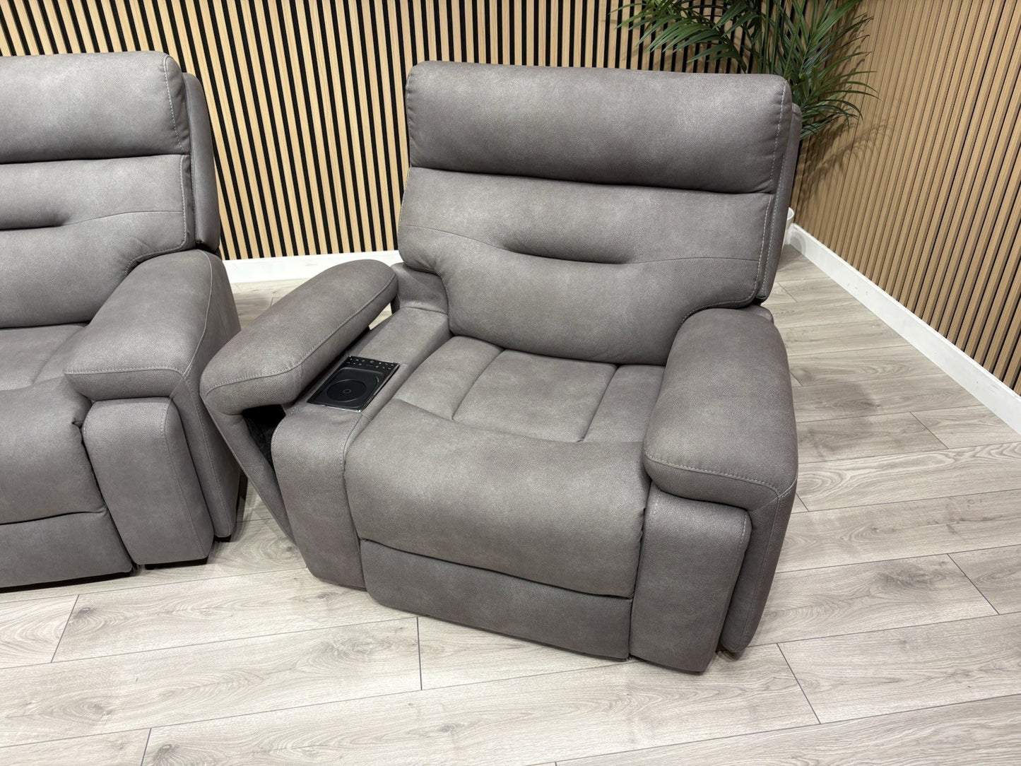 F. Village CINEMAX Fabric 2 Seater Media Sofa, Media Armchair + Stool RRP £4,385