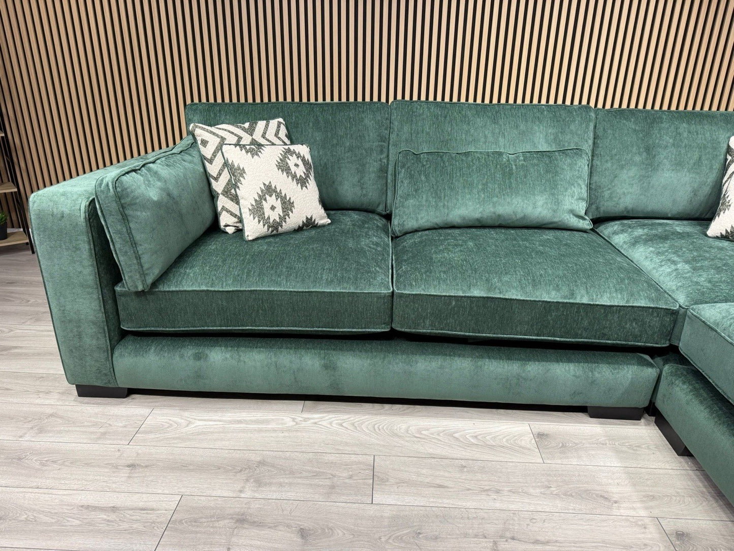 Sofology CAVALLI Style Fabric Open Chaise RHF Corner Sofa + Footstool - RRP £5398