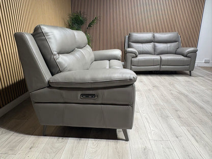Furniture Village PANACHE Style Leather 3 + 2 Seater Power Recliner Sofa Set