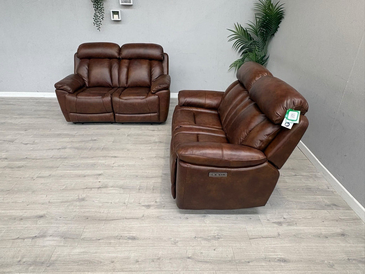 DFS Bravado Leather 2+2 Seater Power Recliner Sofa Set - RRP £3798