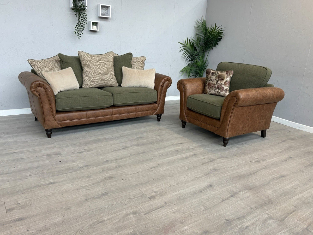 CHATSWORTH Farmhouse Style Fabric 3 Seater Sofa + Armchair Set RRP £3390