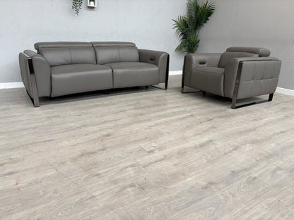 Furniture Village GISELLA Leather 3 Seater Sofa + Armchair Power Set - RRP £4390