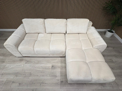 AZZURO Premium Fabric Corner Chaise Sofa Bed with Storage, Cream - RRP £1,799