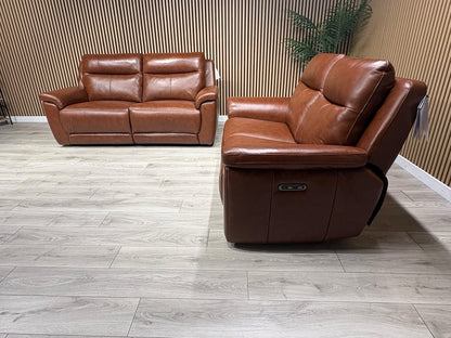 NAVONA 3 Seater + 2 Seater Leather Sofa Set, Power Recliners - RRP £3,498