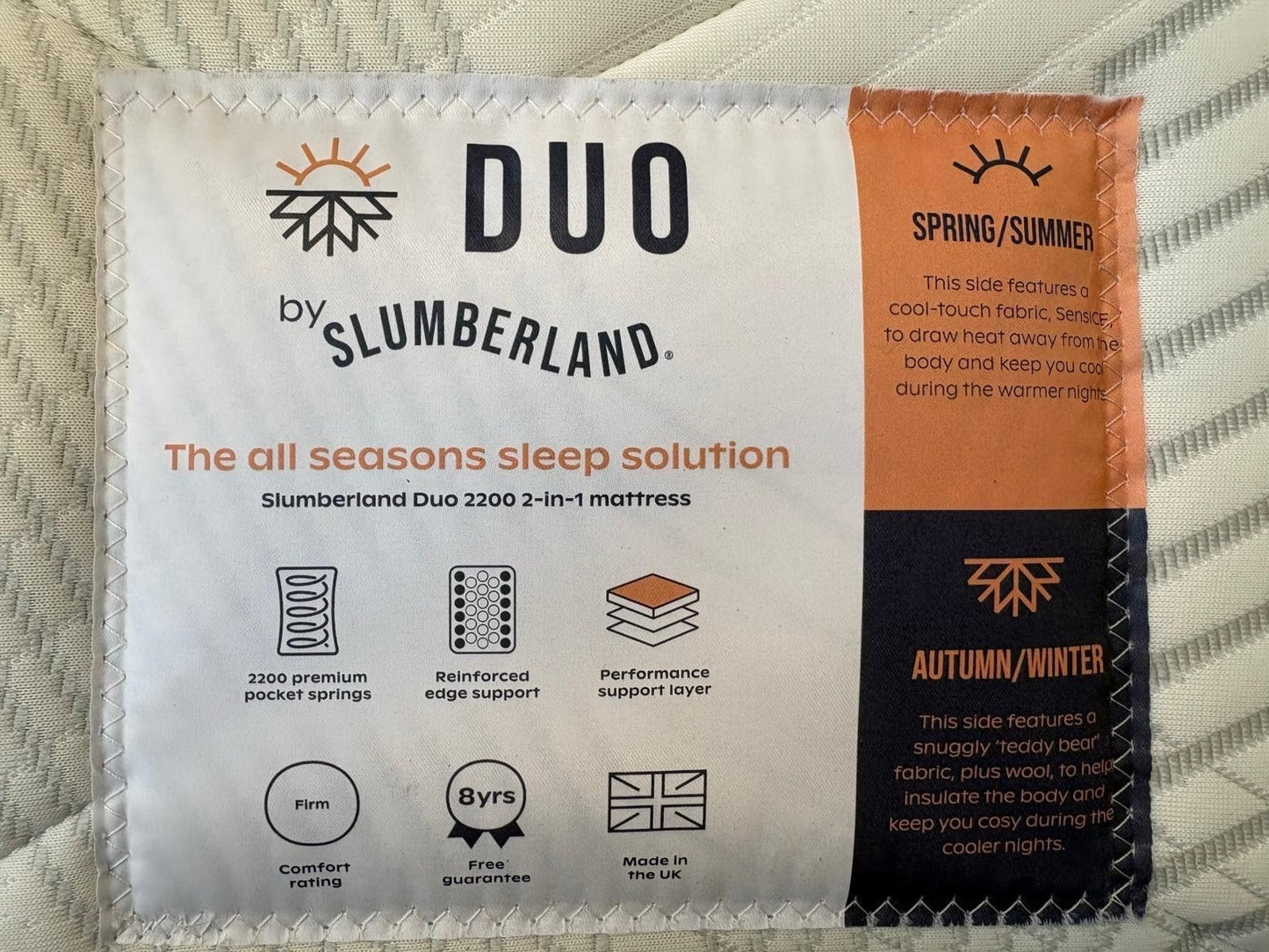 Slumberland Duo 2200 Pocket 2-in-1 5ft Kingsize Mattress, Medium - RRP £1,199