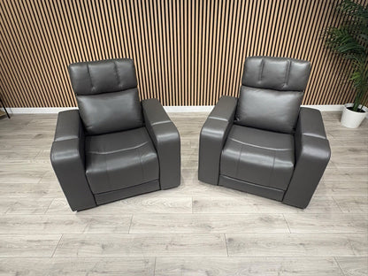 SCS Adstock x2 Leather Power Recliner Chairs with Power Head Tilt RRP £2258